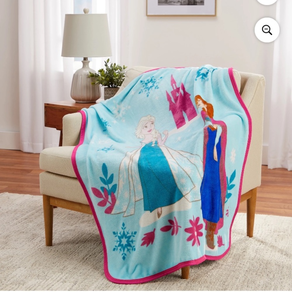 Disney Frozen Throw Blanket with Blue and Pink Accents - Picture 2 of 13